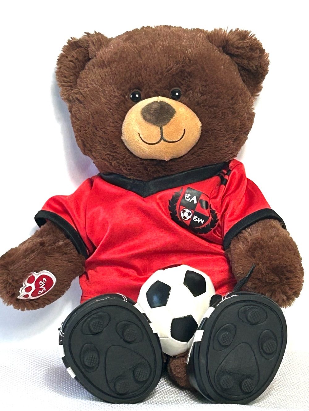Build A Bear Soccer Bear in Jersey with Ball and Cleats Football Brown Bear
